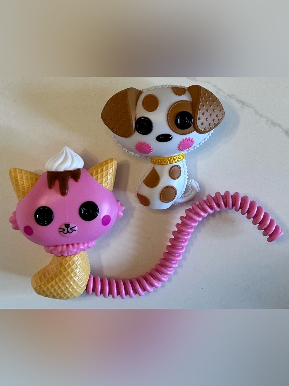 2011 Lalaloopsy Crumpet Hearts Terrier Dog and 2020 Ice Cream Waffle Cone Cat
